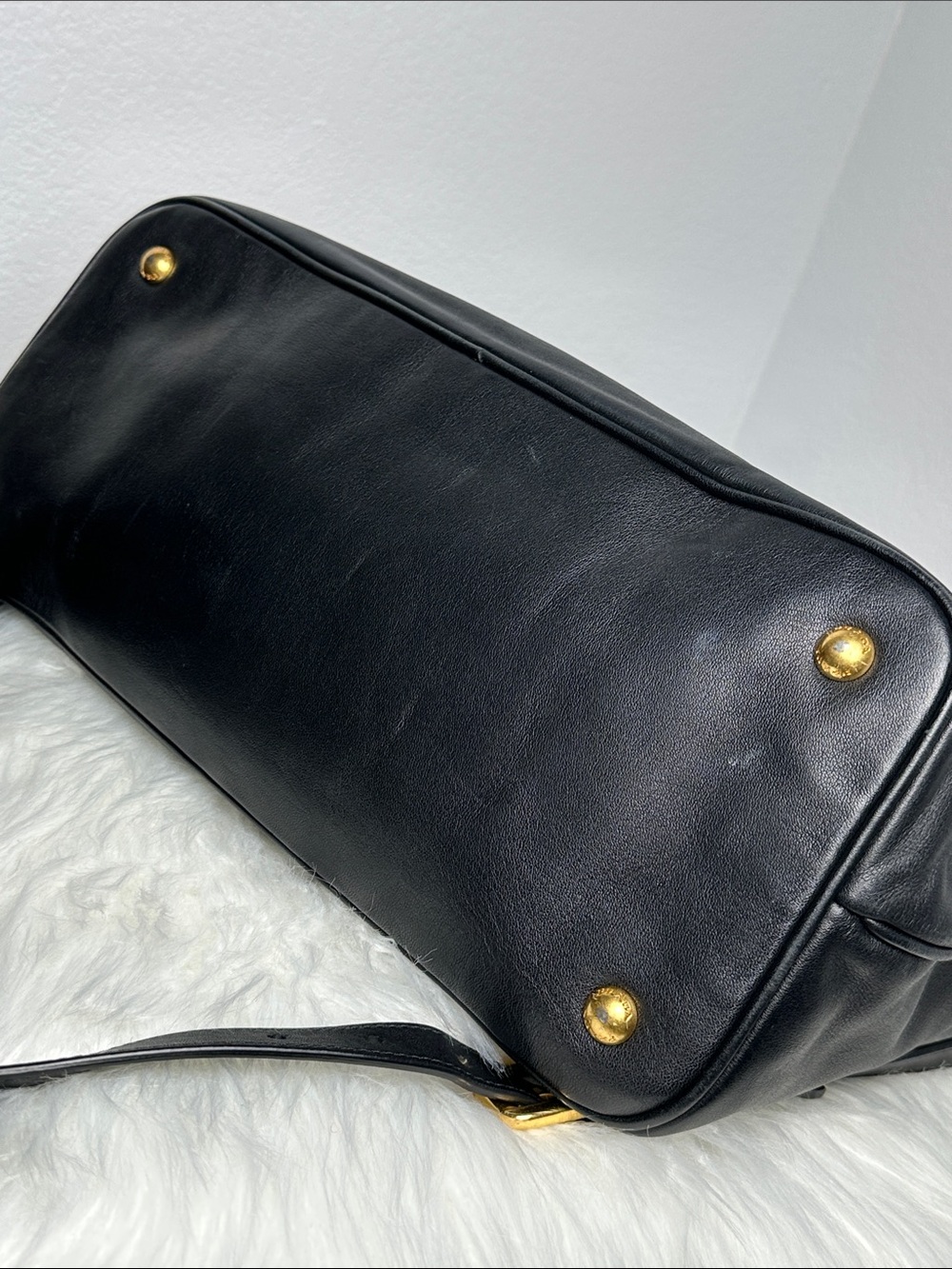 💯Authentic Prada Vitello Leather Convertible Tote Bag Black Gold Hardware🍀 - Picture 9 of 12